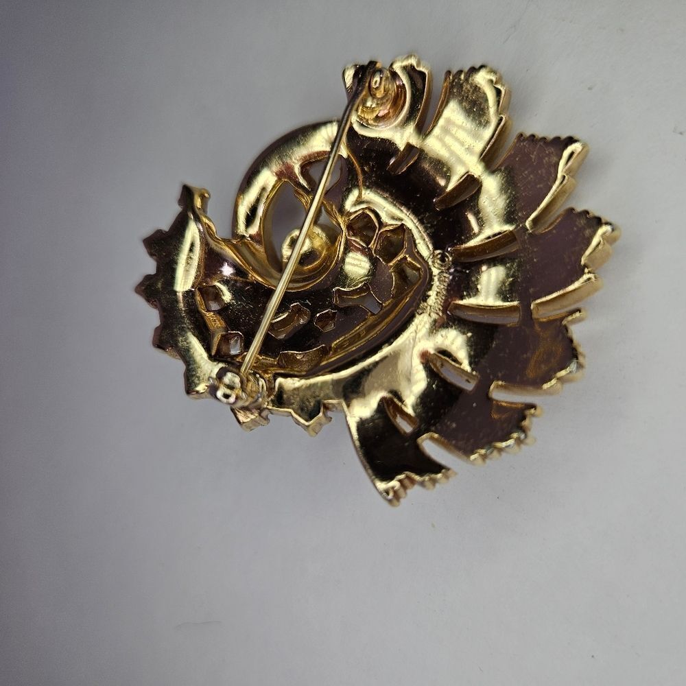 Vintage Signed Crown Trifari 1950s Alfred Philippe Faux Pearl Rhinestone Brooch - Picture 2 of 13